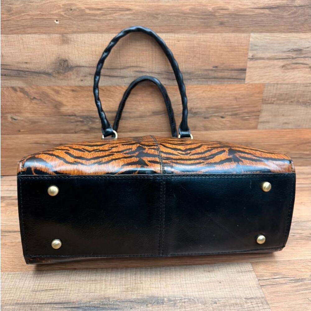 Patricia Nash Leather Primrose Satchel Handbag Animal Print Tiger bag tote - Picture 3 of 8